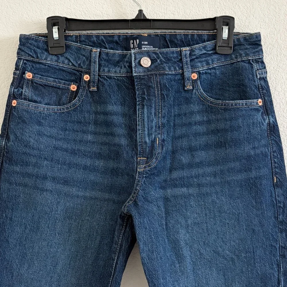 GAP Jean- Universal Slim Boyfriend Womens Size 6/28R Dark Wash Denim High-Rise